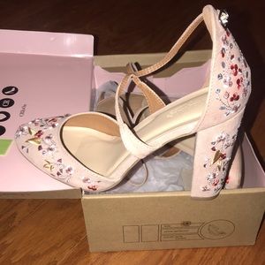 Seude Floral Block Heels